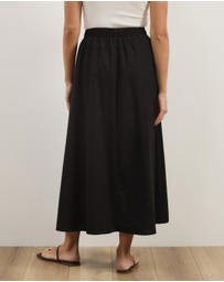 Atmos&Here - Darla Linen Blend Button Midi Skirt