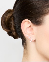Lovisa - Sterling Silver Cubic Zirconia Butterfly Stud & Hoop Earrings 3-Pack