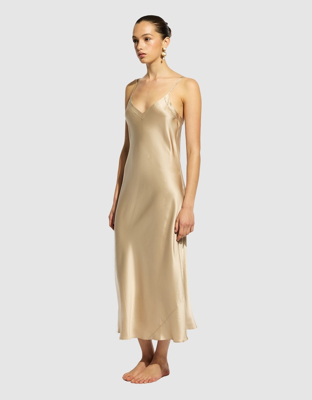 GINIA - Silk Long Nite V Neck