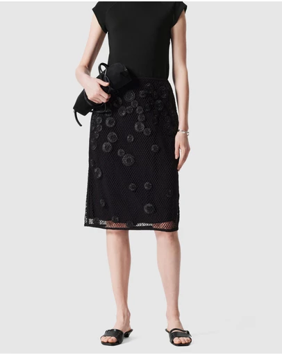 & Other Stories - Floral-Appliqué Mesh Midi Skirt
