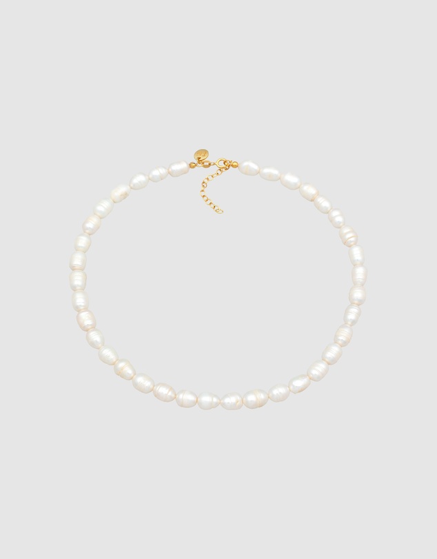 Elli Jewelry - Freshwater Pearl Choker Necklace in Gold-Plated 925 Silver