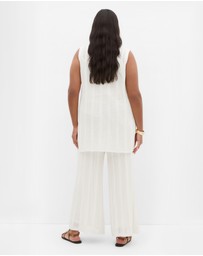 City Chic - Crochet Tie Vest - creme