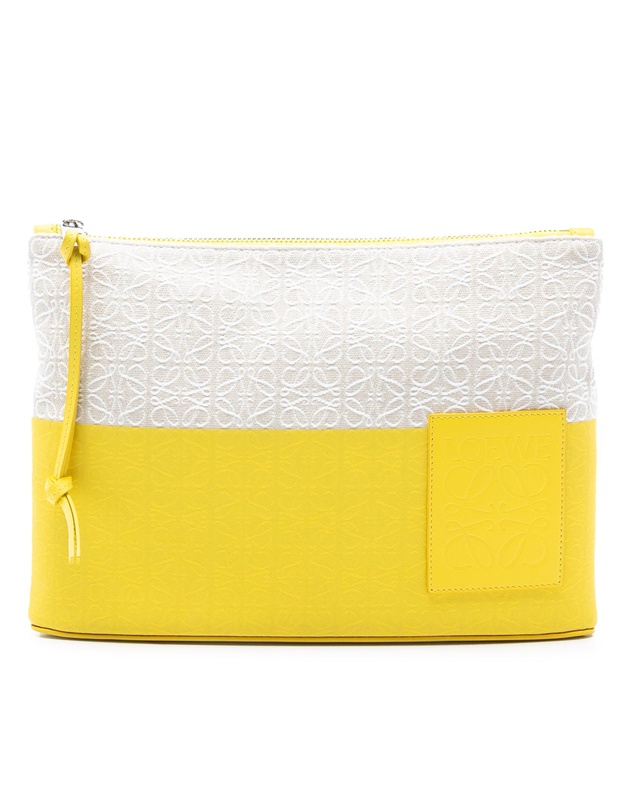 Pre-Loved by Azura Reborn - Pre-Loved Repeat Anagram Jacquard and Leather Oblong Pouch