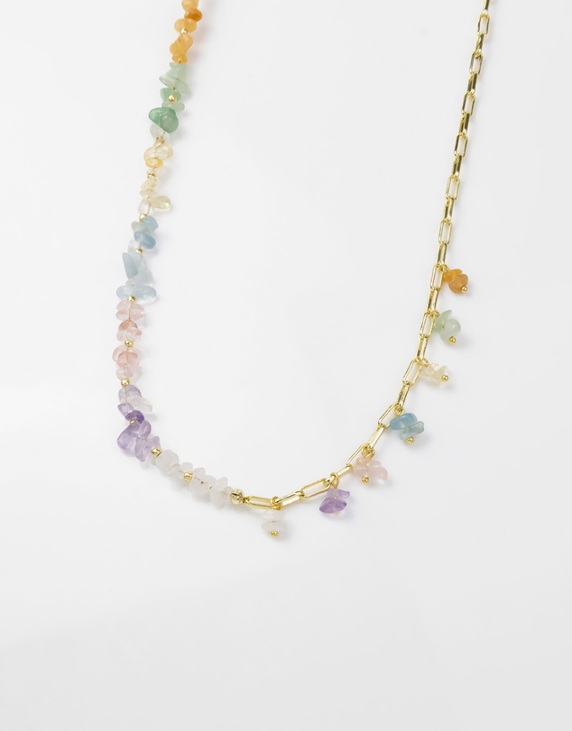 Wanderlust + Co - Kaleidoscope Beaded Gold Necklace