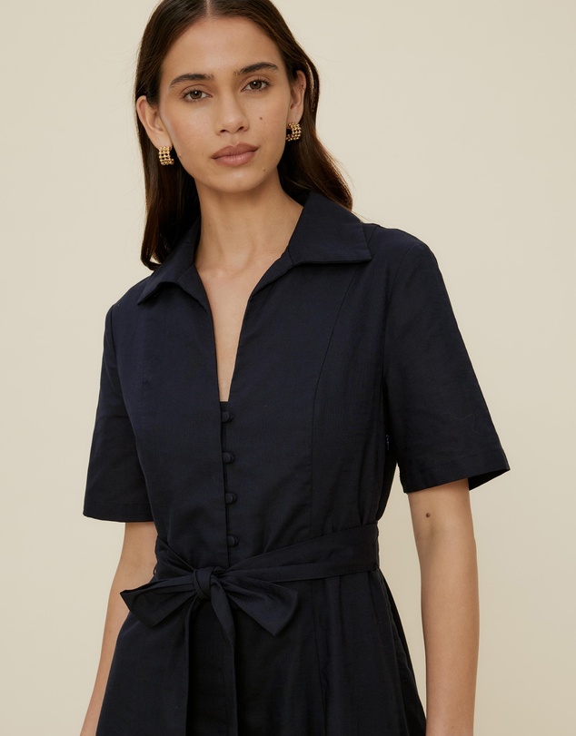 The Fated - Claudia Linen Blend Midi Dress
