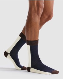 Ambra - Ambra Men's Two-Tone Crew Sock 3 Pair Pack