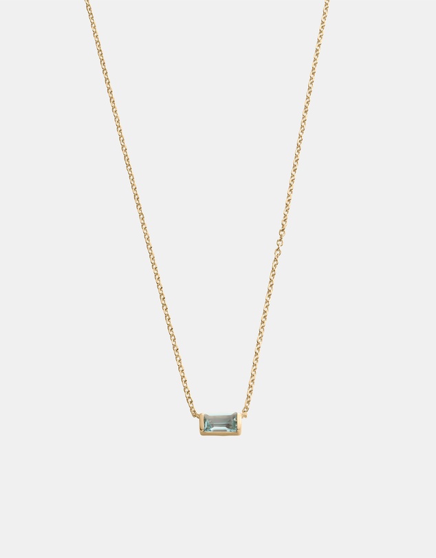 Kirstin Ash - Baguette Birthstone Necklace March Sky Blue Topaz
