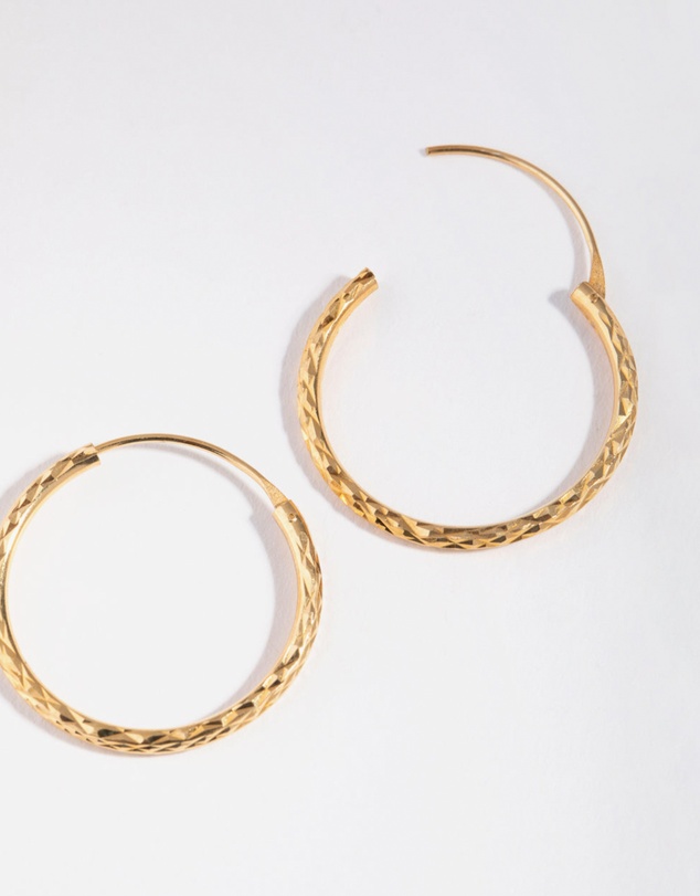 Lovisa - Gold Plated Sterling Silver 25mm Diamond Cut Hoop Earrings