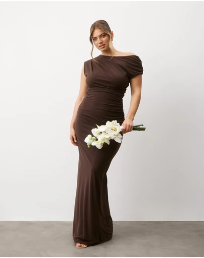 Six Stories - Asymmetric Neck Stretch Sculpt Bridesmaid Dress