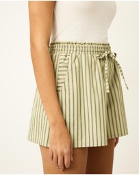 Dazie - Nina Stripe Double Waist Band Shorts