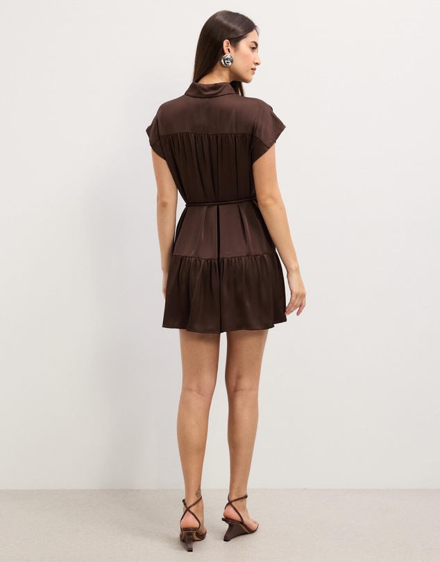 The Fated - Bryne Mini Satin Shirt Dress