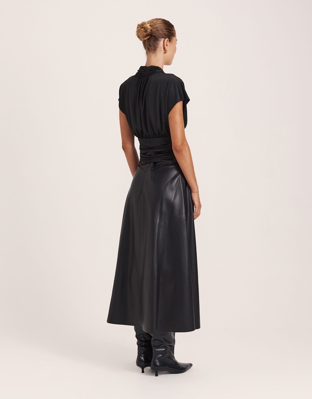 SABA - Viv Faux Leather Fluted Skirt