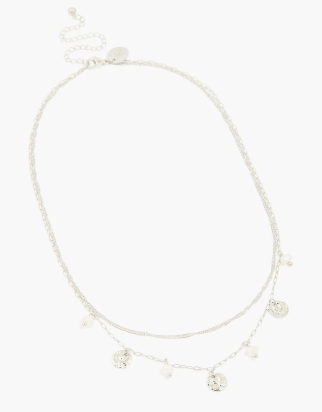 Lovisa - Waterproof Stainless Steel Pearl & Molten Pendant Chain Layered Necklace