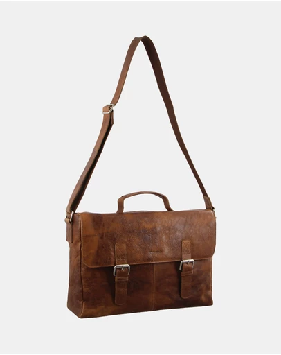 Pierre Cardin - Pierre Cardin Rustic Leather Computer Bag