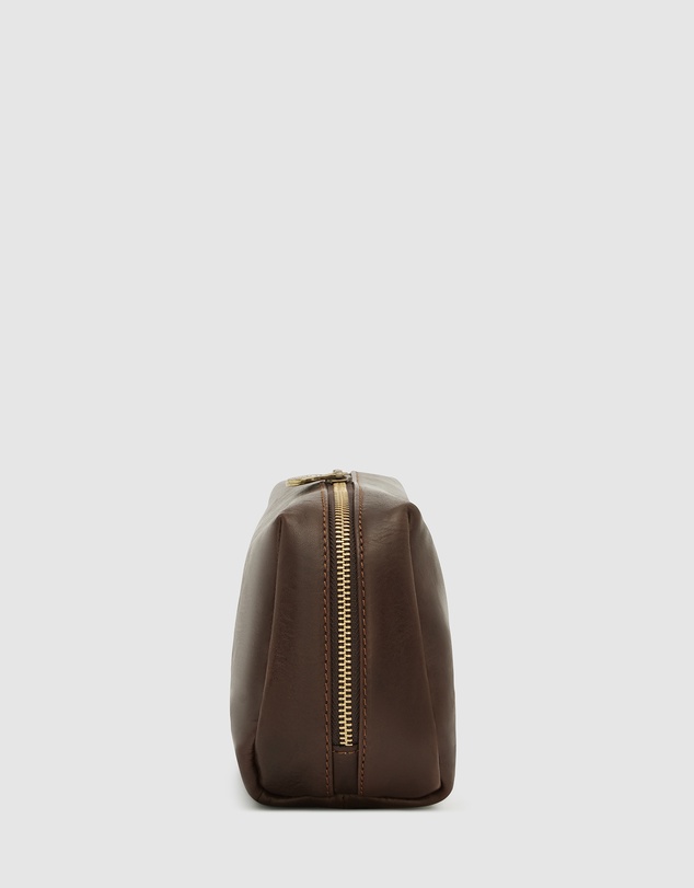 Republic of Florence - The Otto Leather Dopp Kit Matt Chocolate