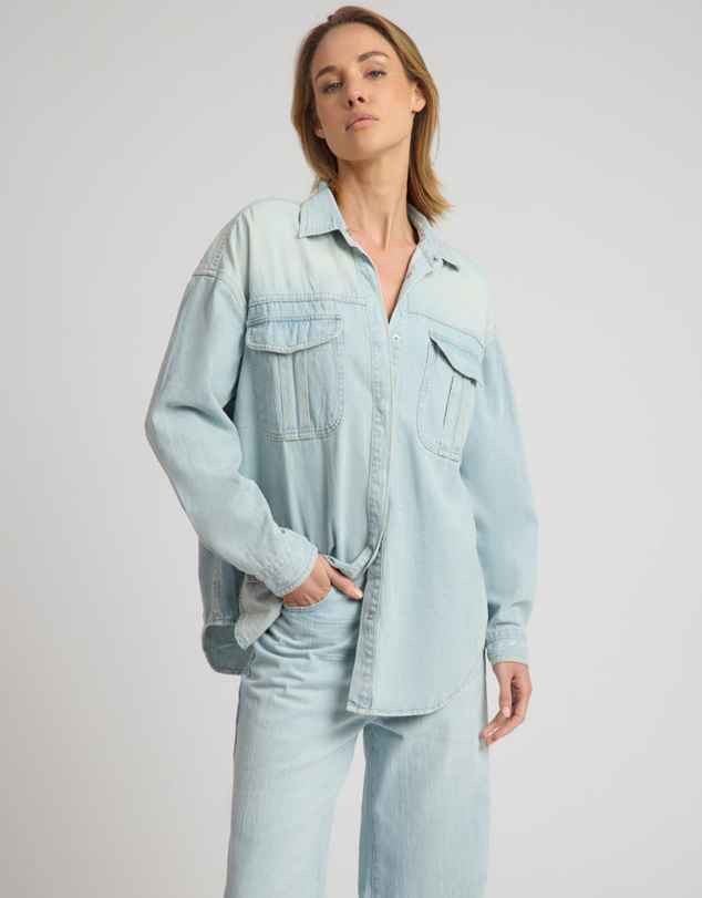 ONE TEASPOON - Daydream Oversized Denim Shirt - Sea Mist Blue