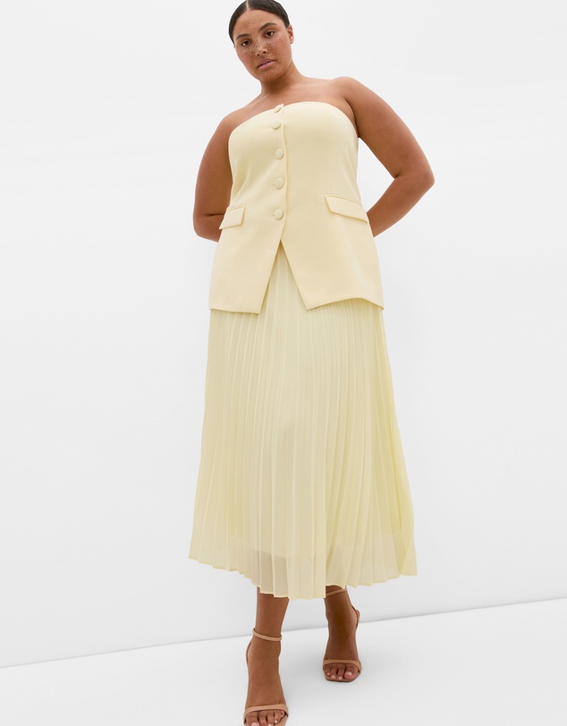City Chic - Chiffon Pleat Midi Skirt