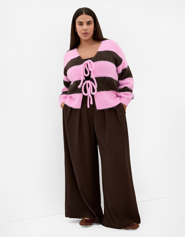 City Chic - Willow Stripe Tie Cardigan