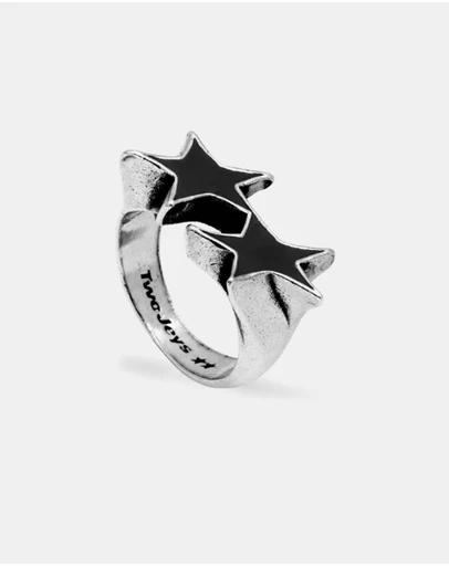 TwoJeys - Icon Black Enameled Single Ring