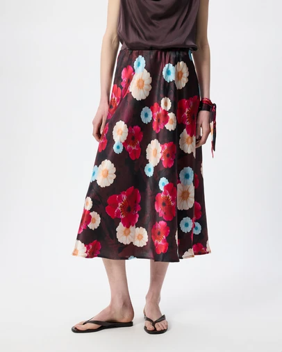 The Social Outfit - Silk Bias Skirt - Cosmic Bloom