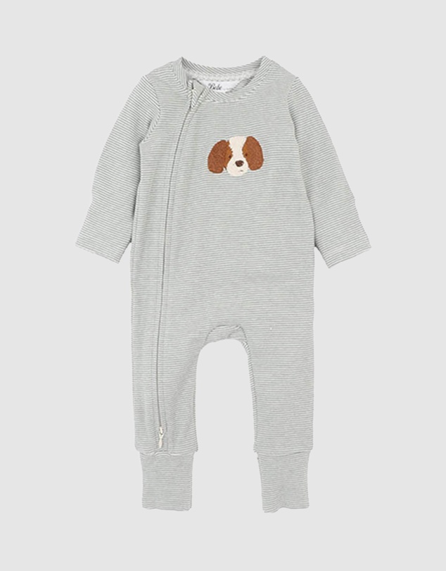 Bebe by Minihaha - Otto Stripe Organic LS Zipsuit - Babies