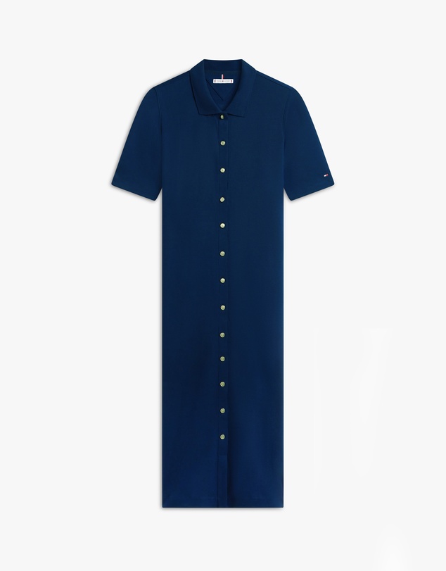 Tommy Hilfiger - Gold-Tone Button Midi Polo Dress