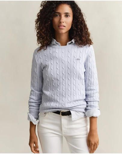 Gant - Stretch Cotton Cable Crew Neck Knit
