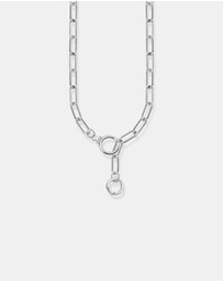 THOMAS SABO - Silver Link Necklace with Two Ring Clasps and White Zirconia