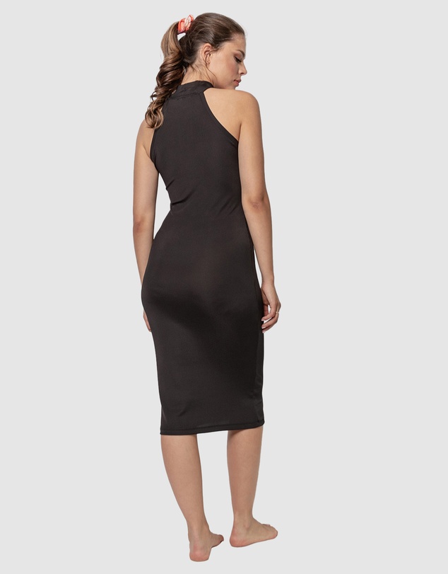 Oh!Zuza - Turtle Neck Sleeveless Casual Ribbed Midi Dress
