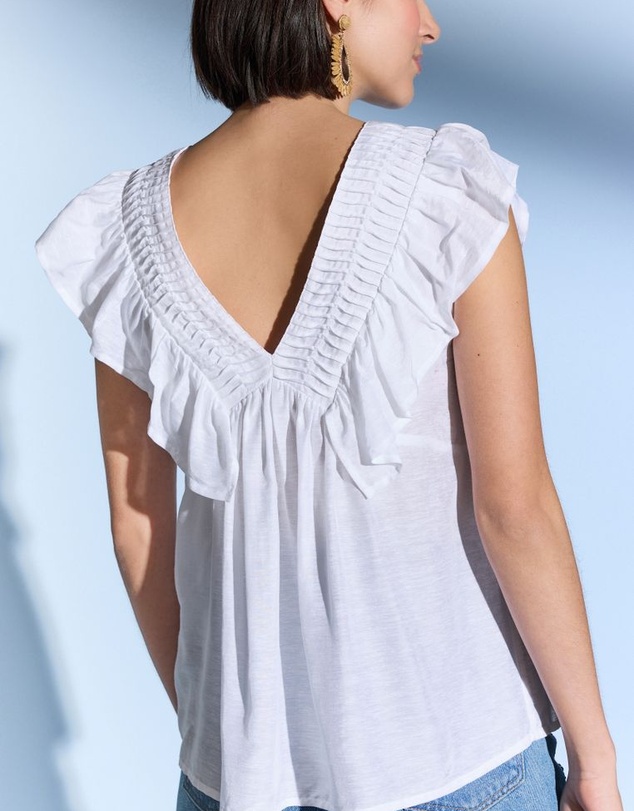 NEXT - Sleeveless Ruffle V-Neck Top