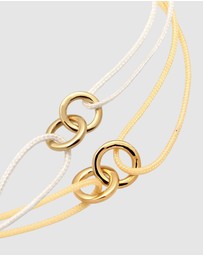 Elli Jewelry - Bracelet Set Women Circle Infinity Khaki and White 925 Sterling Silver Gold Plated