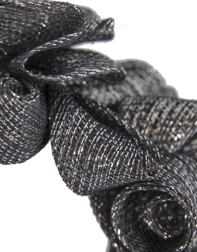 Max Alexander - Sinamay Curls Black Silver Fascinator