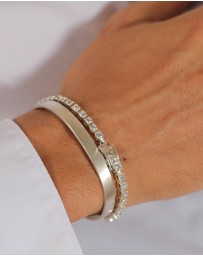 Kuzzoi - ICONIC EXCLUSIVE - Bracelet Men Square Zirconia in 925 Sterling Silver