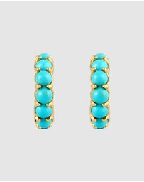 Elli Jewelry - Earrings Creoles Turquoise Boho Trend with Howlith Gemstones in 925 Sterling Silver Gold Plated