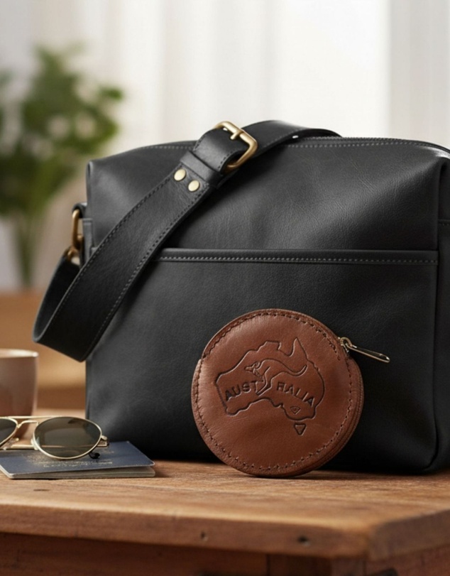 Jacaru - Jacaru 5530 Coin Purse with Australia Map, Kangaroo Leather