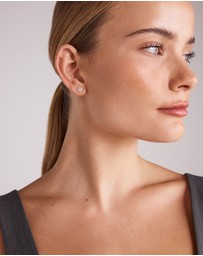Michael Hill - Australian Opal & Diamond Accent Stud Earrings in 10kt Yellow Gold