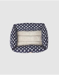 Mog & Bone - Bolster Dog Bed - Navy Cross
