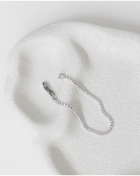 The White Collection - Olive - Minimal Round Stone Silver Tennis Bracelet