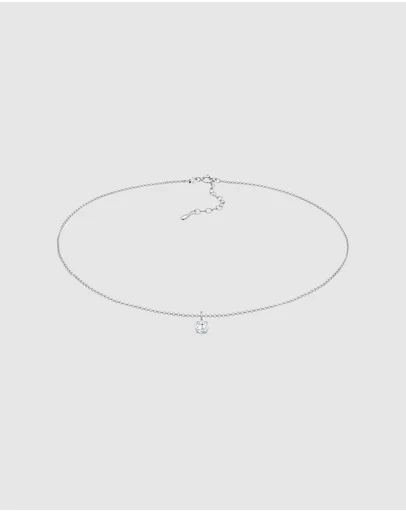 Elli Jewelry - Zirconia Solitaire Choker Necklace in 925 Silver