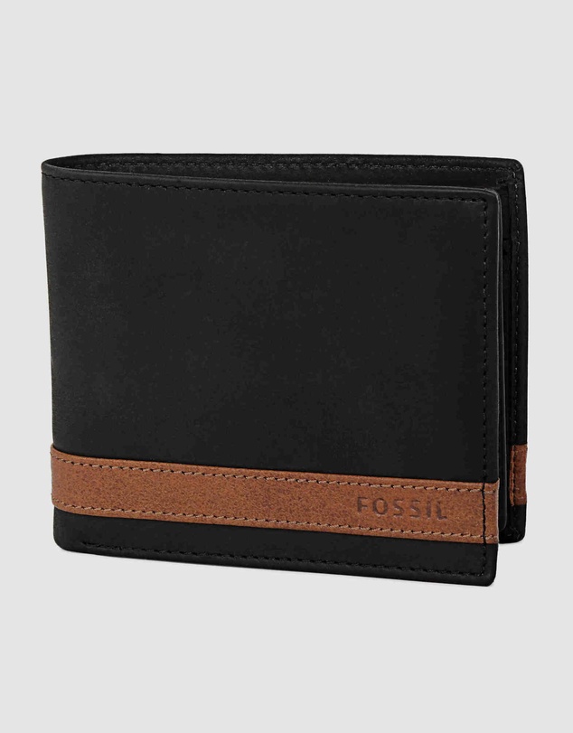 Fossil - Quinn Black Large Coin Pocket Bifold Wallet