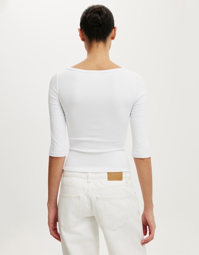 Cotton On - 90s Boatneck 3/4 Sleeve Top