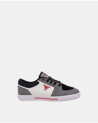 Fallen Footwear - Fallen Footwear Patriot Kids Suede/PU Skate Sneaker GRY/WHT/RED