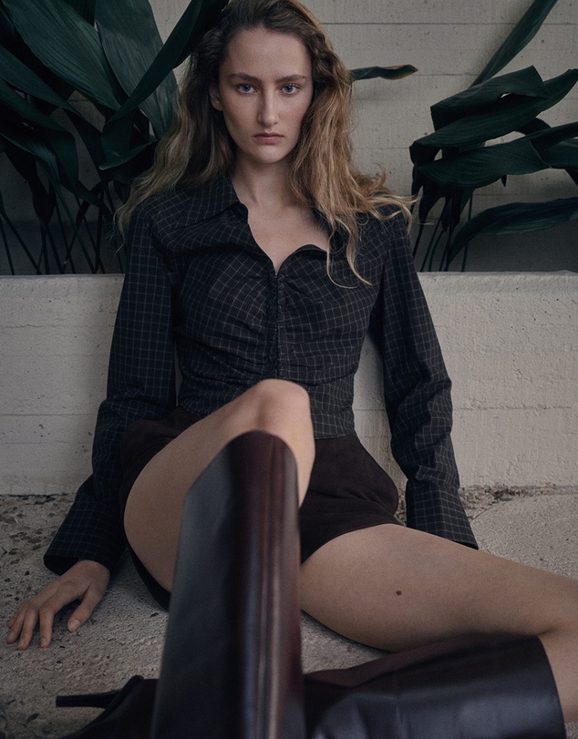 M.N.G - Gathered Plaid Blouse