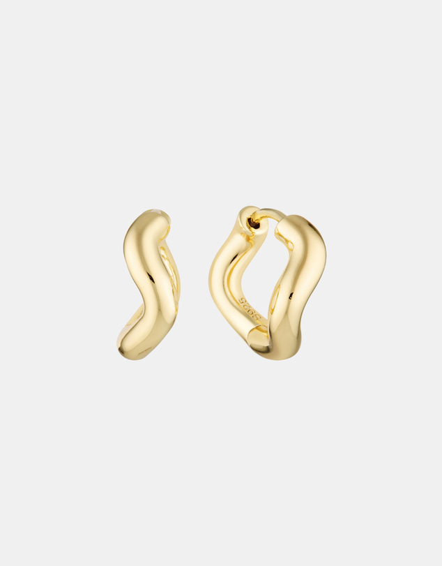 Luna Rae - Gold Vermeil - Small Waved Hoops