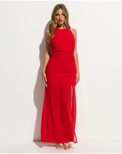 Dazie - Kendra Crepe And Chiffon Racerback Maxi Dress