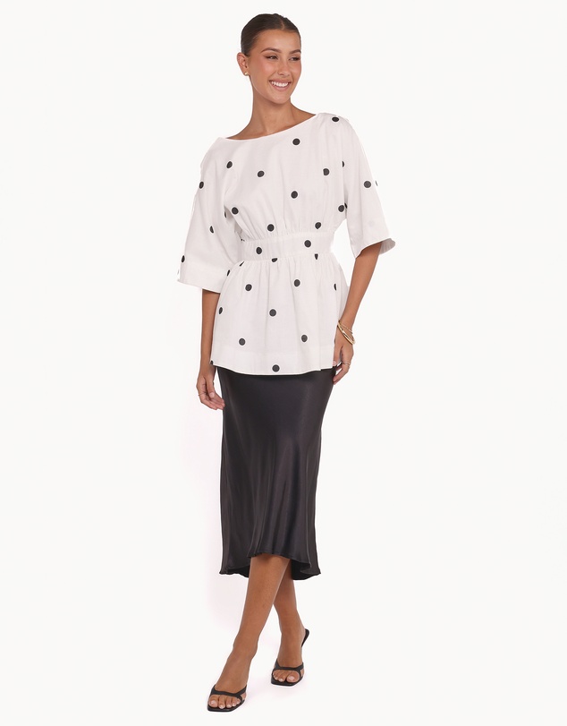 Petal & Pup - Camila Open Back Top - White Black Polka Dot