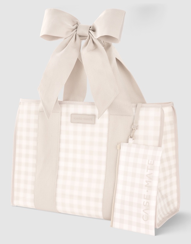 Case-Mate - Case-Mate Latte Gingham Bow Tote w/ Phone Pouch