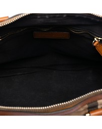 Pre-Loved by Azura Reborn - Pre-Loved Small Leather Trimmed House Check Canvas Bridle Orchard Satchel
