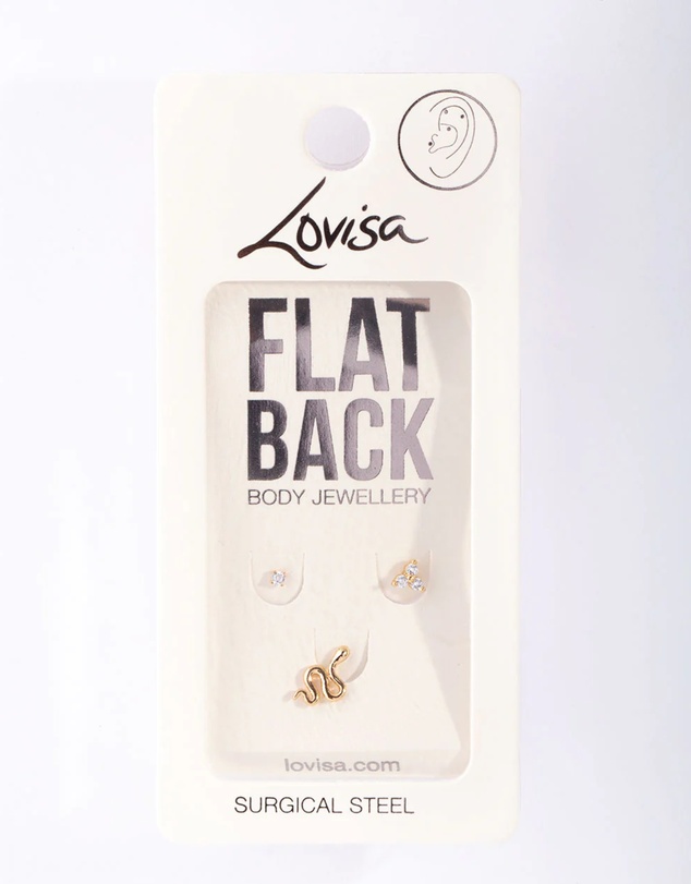 Lovisa - Gold Surgical Steel Snake Flat Back Pack