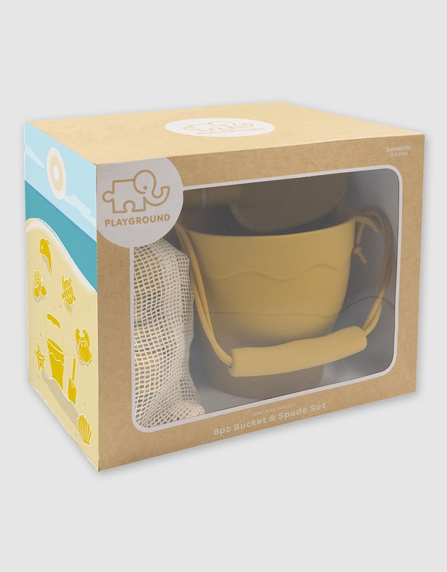 Playground by Living Textiles - Silicone 8pc Bucket & Spade Set - Sunshine
